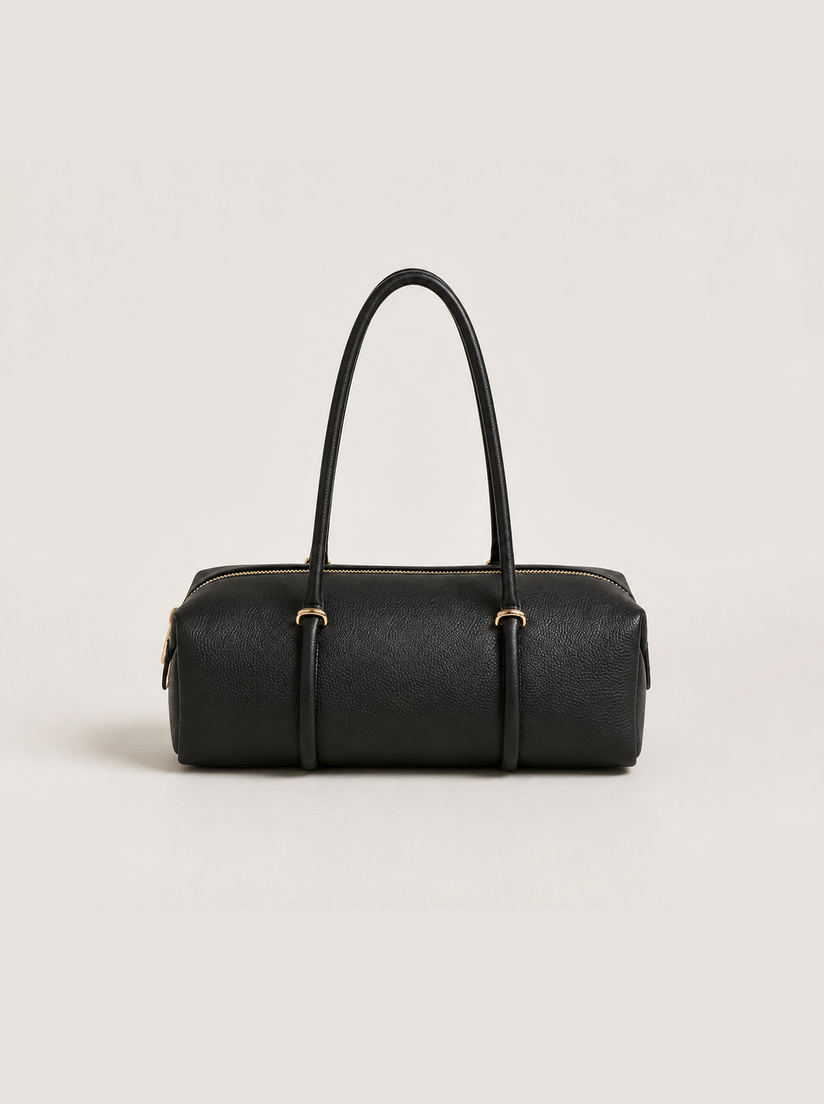 MARINA sac polochon cuir grainé zippé anses doubles noir femme - Escandelle Paris (face)
#couleur_noir
