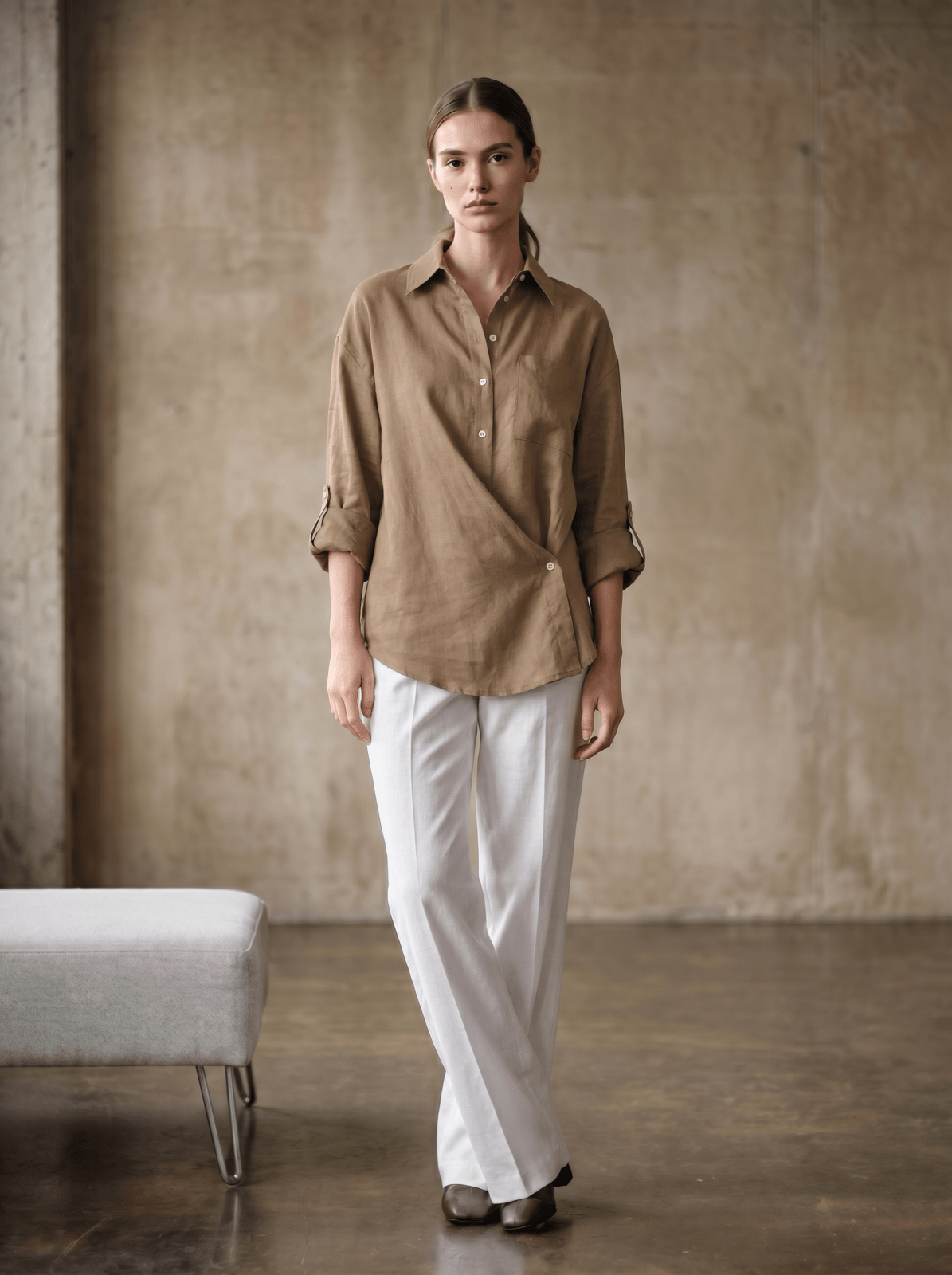 BRUNE - Chemise Taupe - EscandelleParis