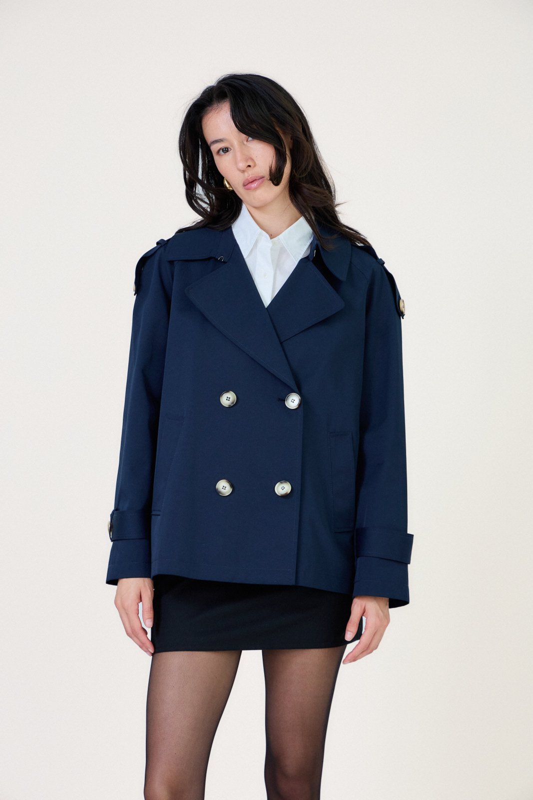 Charlize - Trench Navy - EscandelleParis