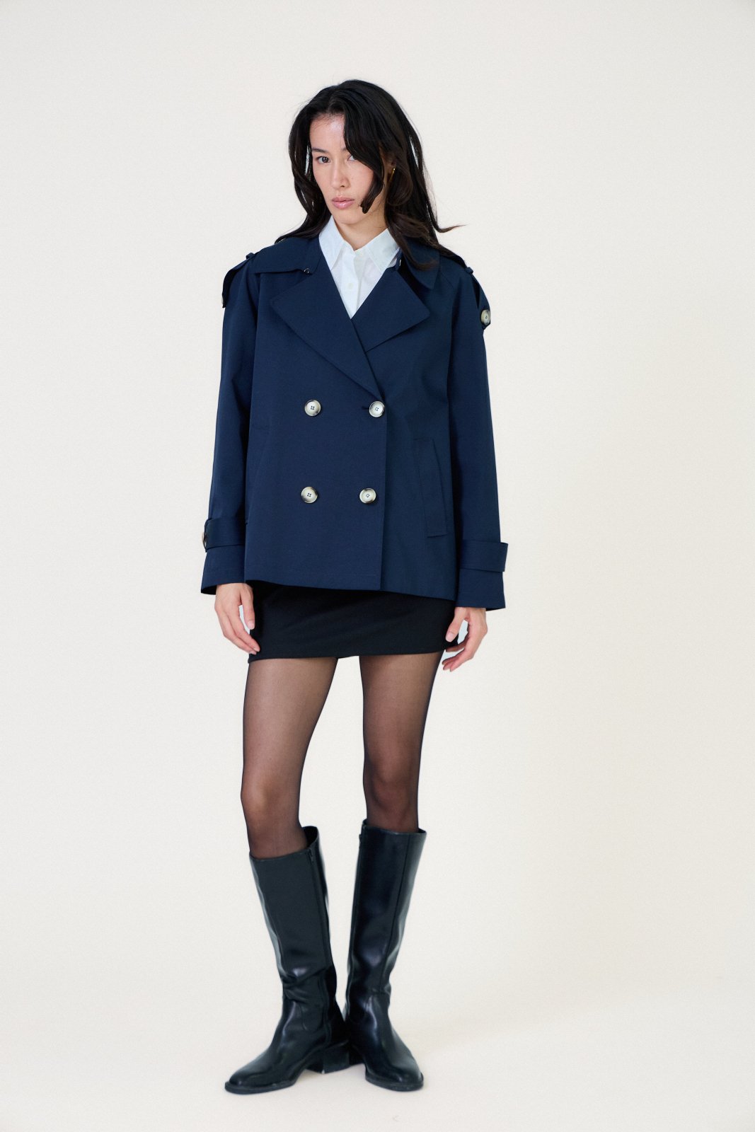 Charlize - Trench Navy - EscandelleParis