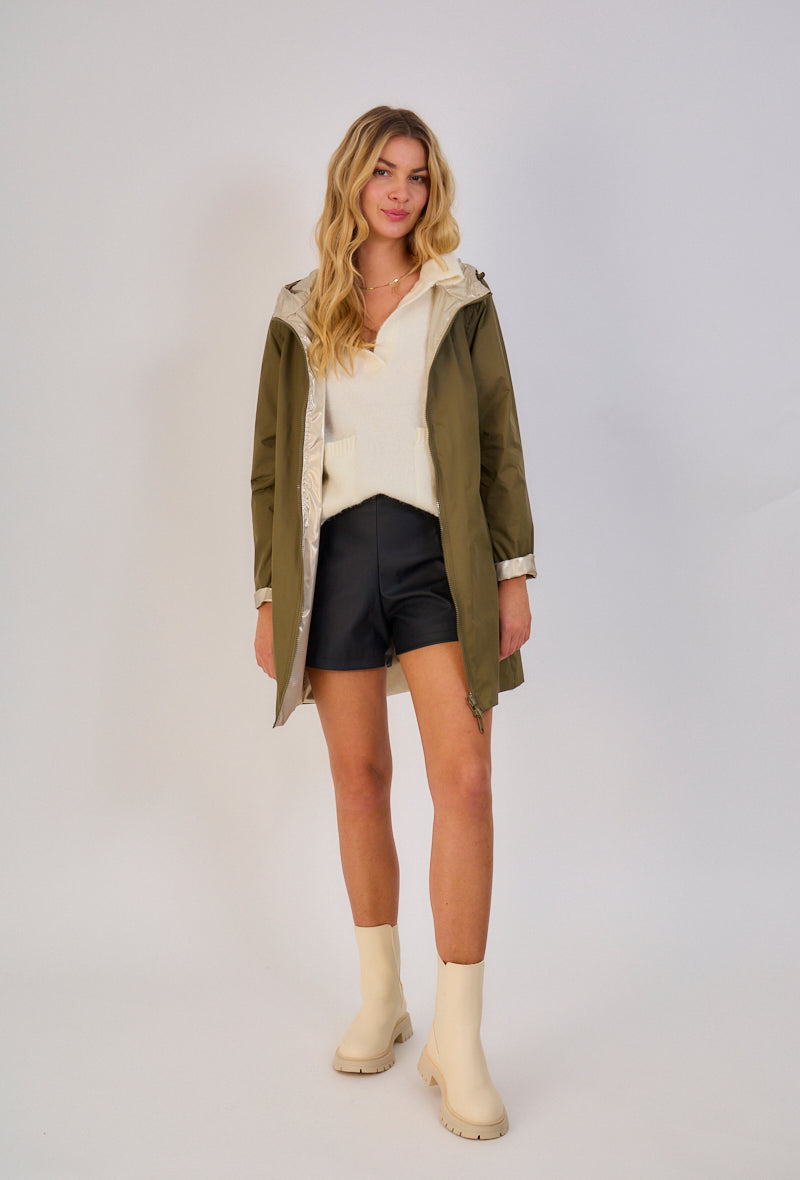 JUNIO - Parka reversible de largo medio en color liso