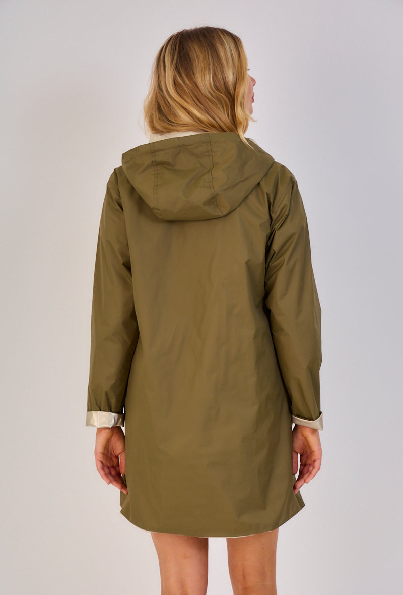 JUNIO - Parka reversible de largo medio en color liso