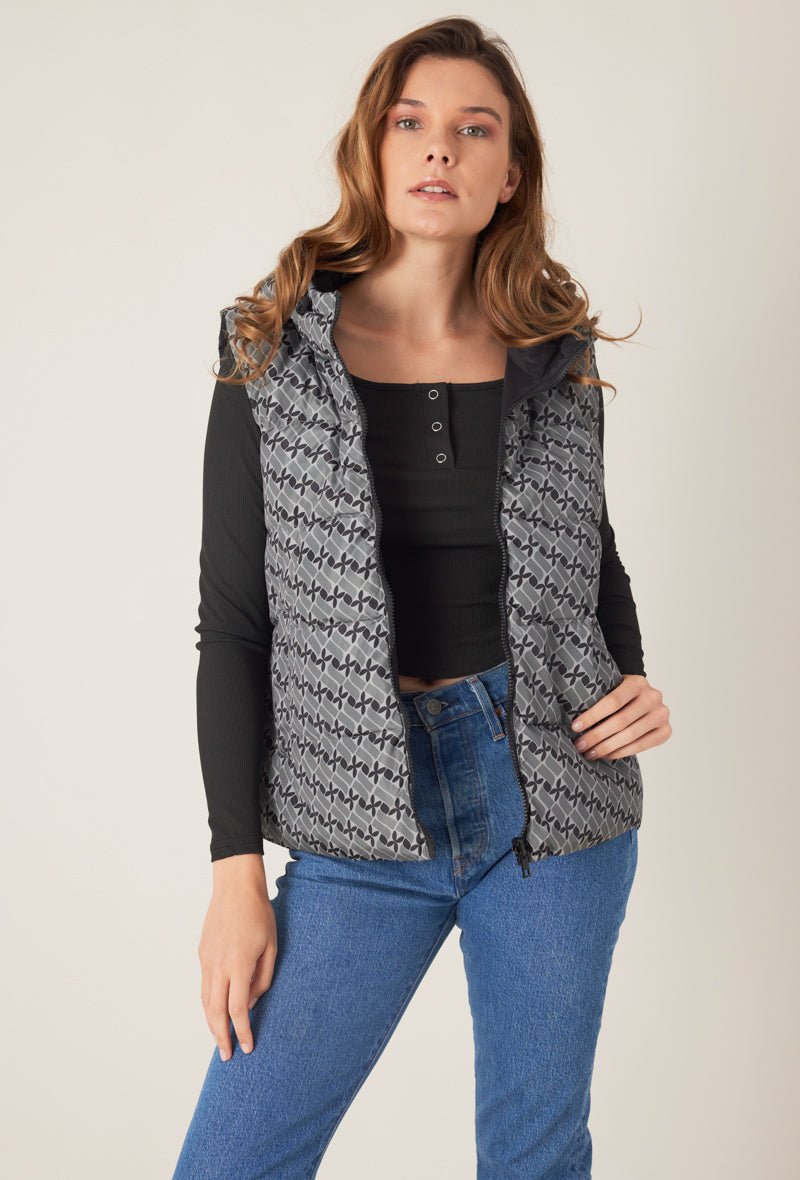 ELO doudoune sans manches matelassée réversible polyester recyclé gris femme - Escandelle Paris (portrait)
#couleur_gris