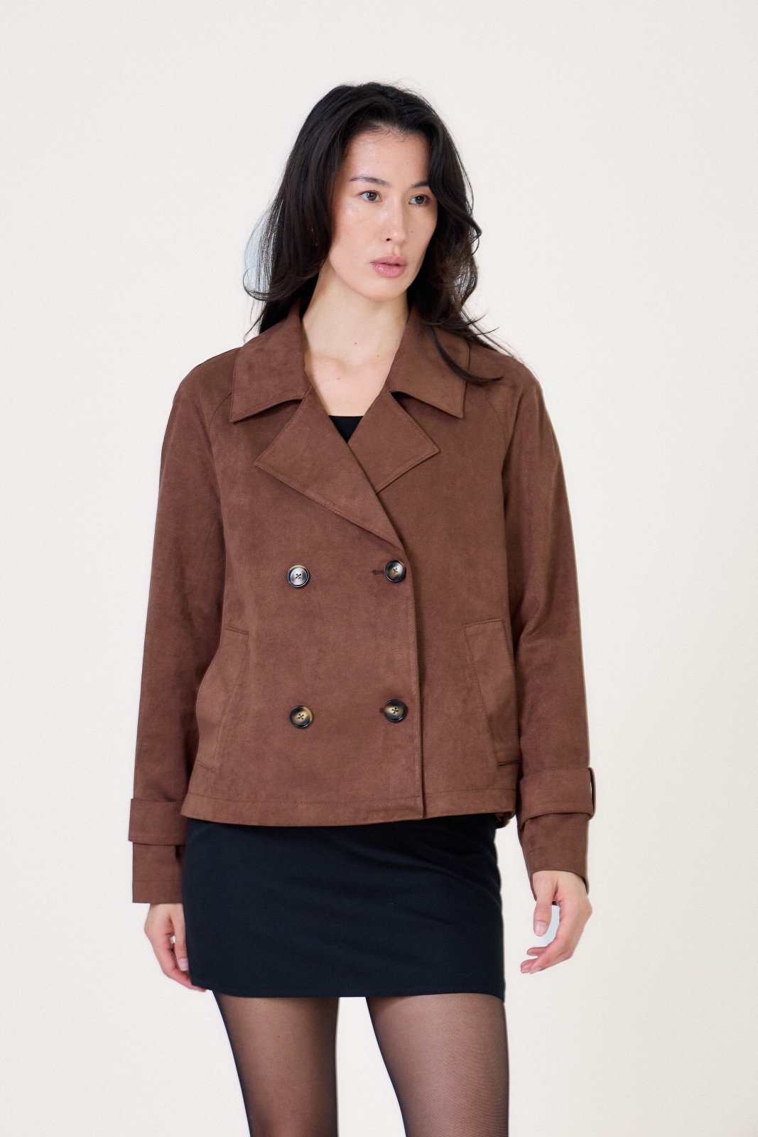 ZINNIA - Trench Choco - Escandelle (Vue de face - portrait)