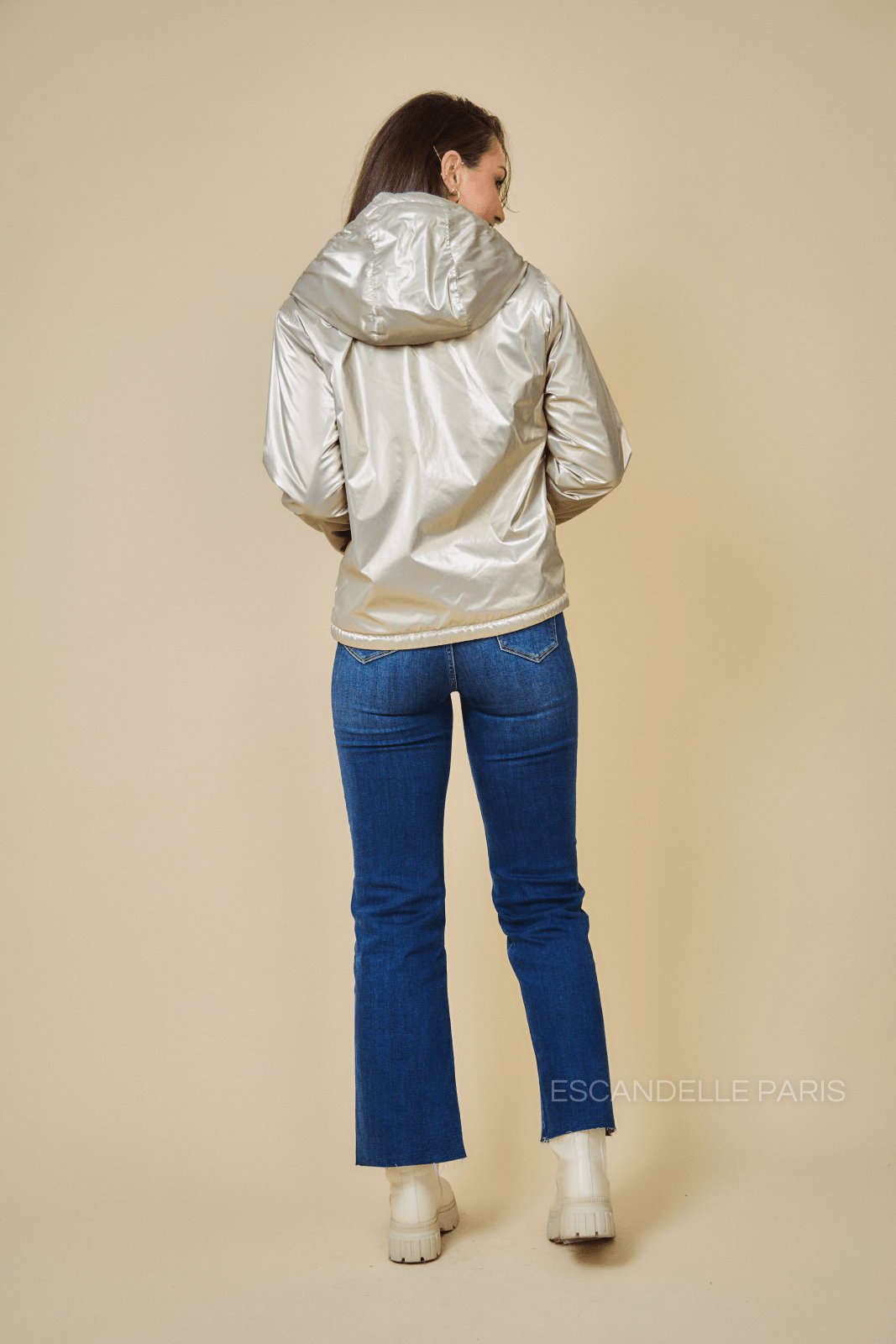 JIMMY parka courte imperméable fourrée or femme - Escandelle Paris (vue de dos)
#couleur_or