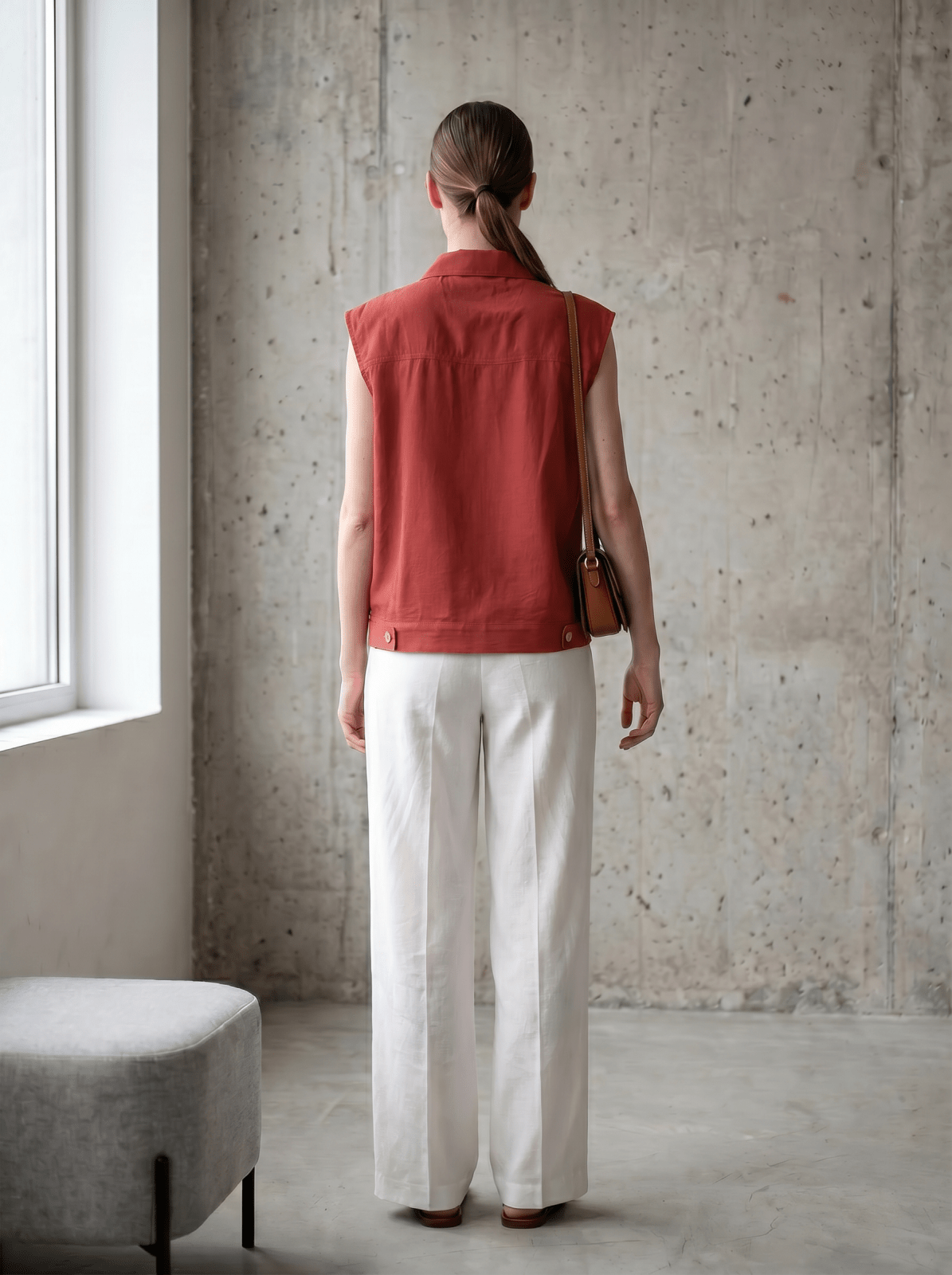 JUDITH - Gilet sans manches Brique - EscandelleParis