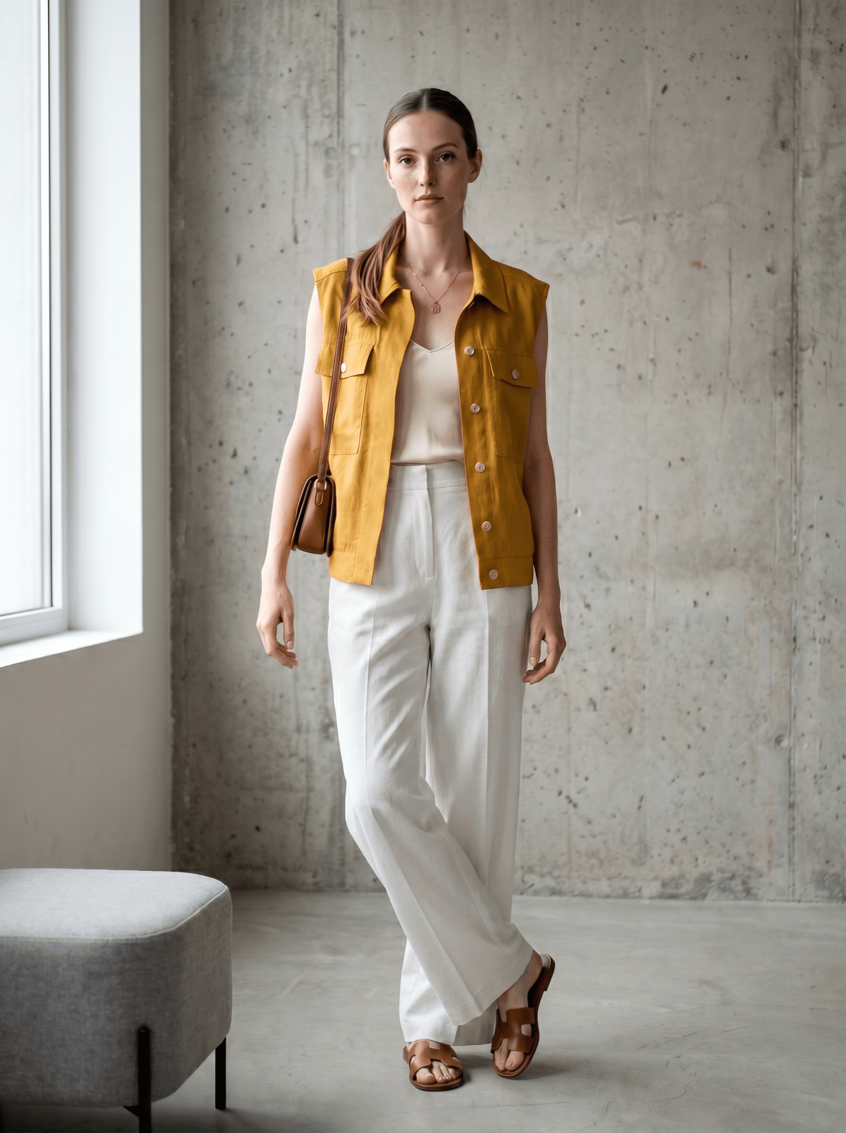 JUDITH - Gilet sans manches Safran - EscandelleParis