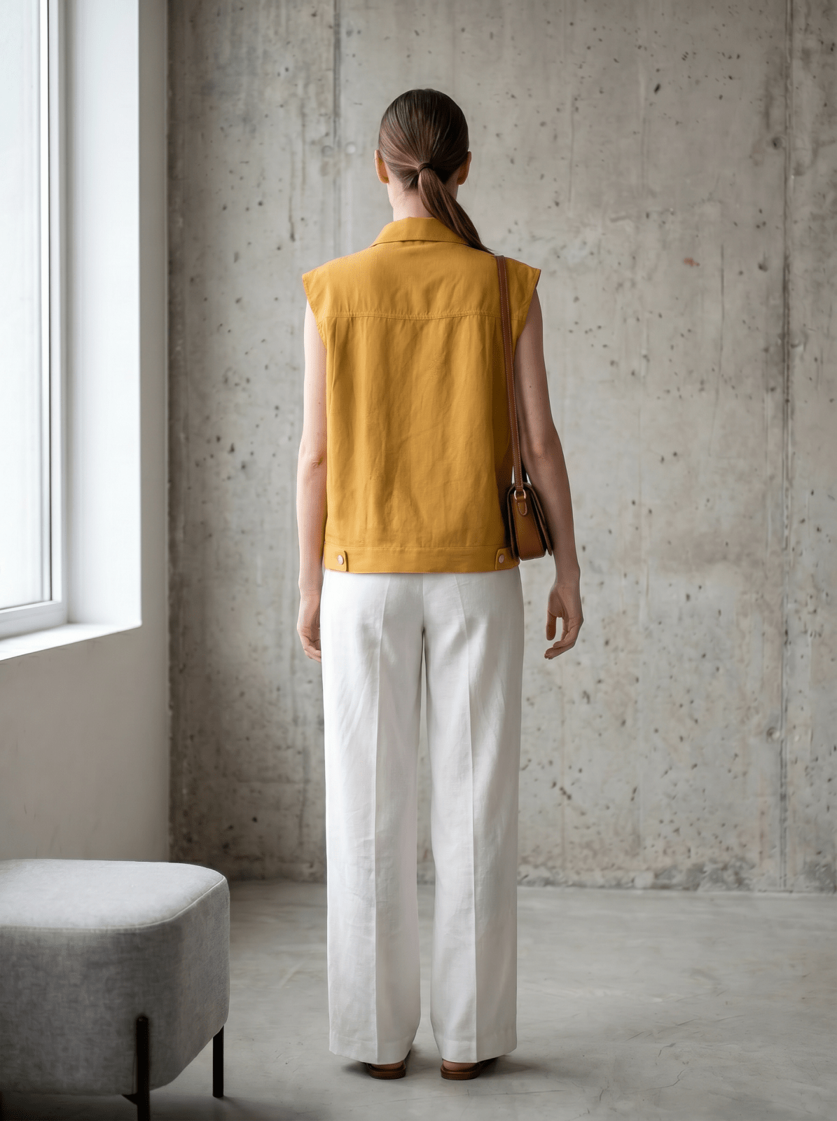 JUDITH - Gilet sans manches Safran - EscandelleParis