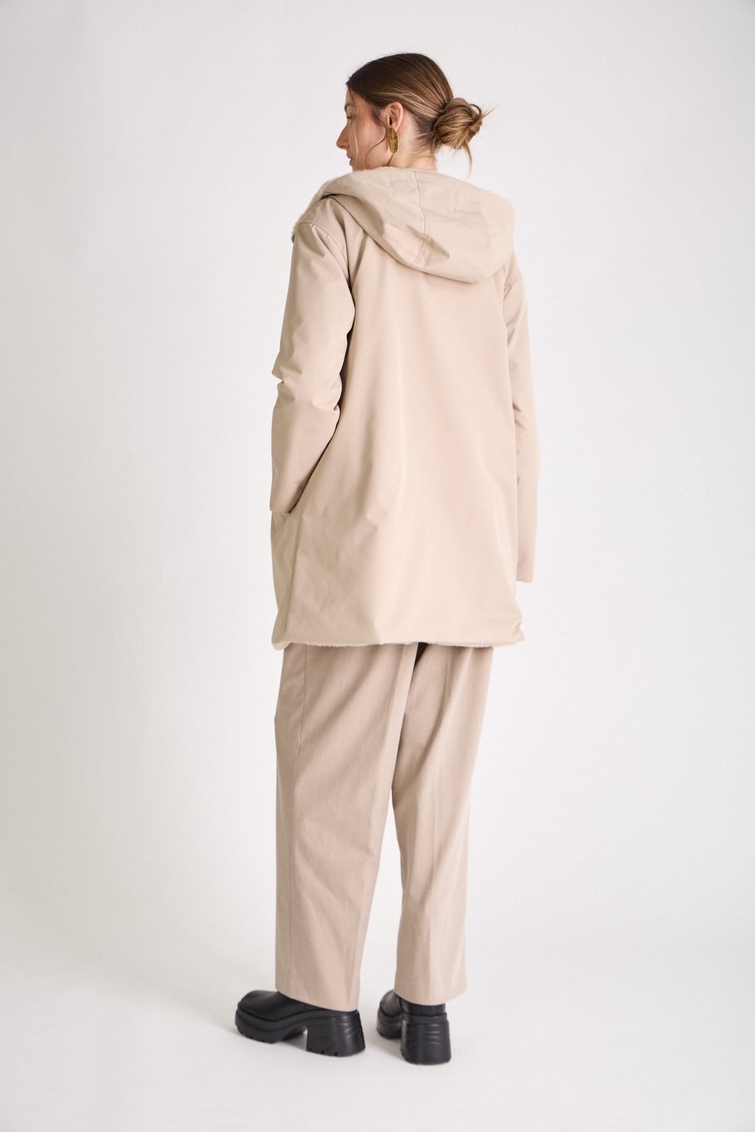 LUA parka réversible déperlante fourrée beige femme - Escandelle Paris (dos)
#couleur_beige