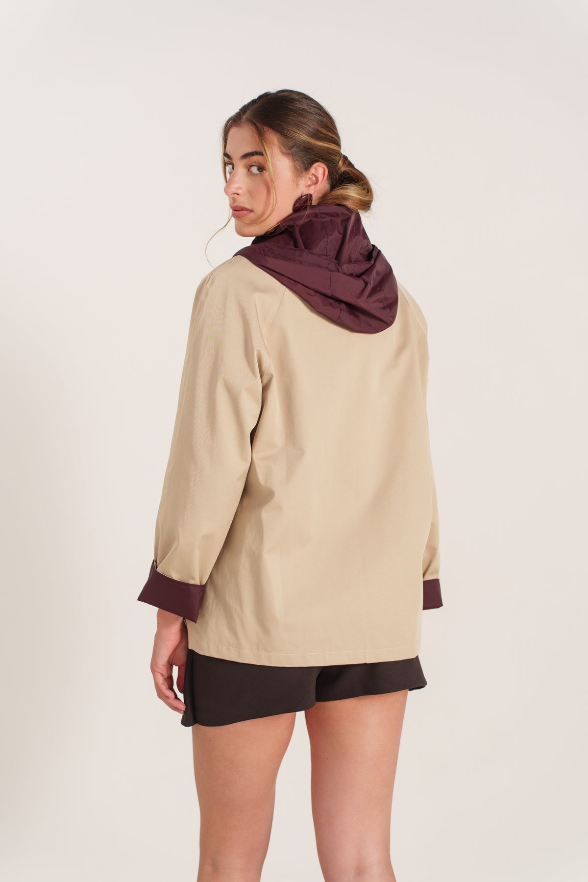 MARCELLIA parka mi-longue déperlante réversible capuche boutonnée bordeaux femme - Escandelle Paris (dos)
#couleur_bordeaux