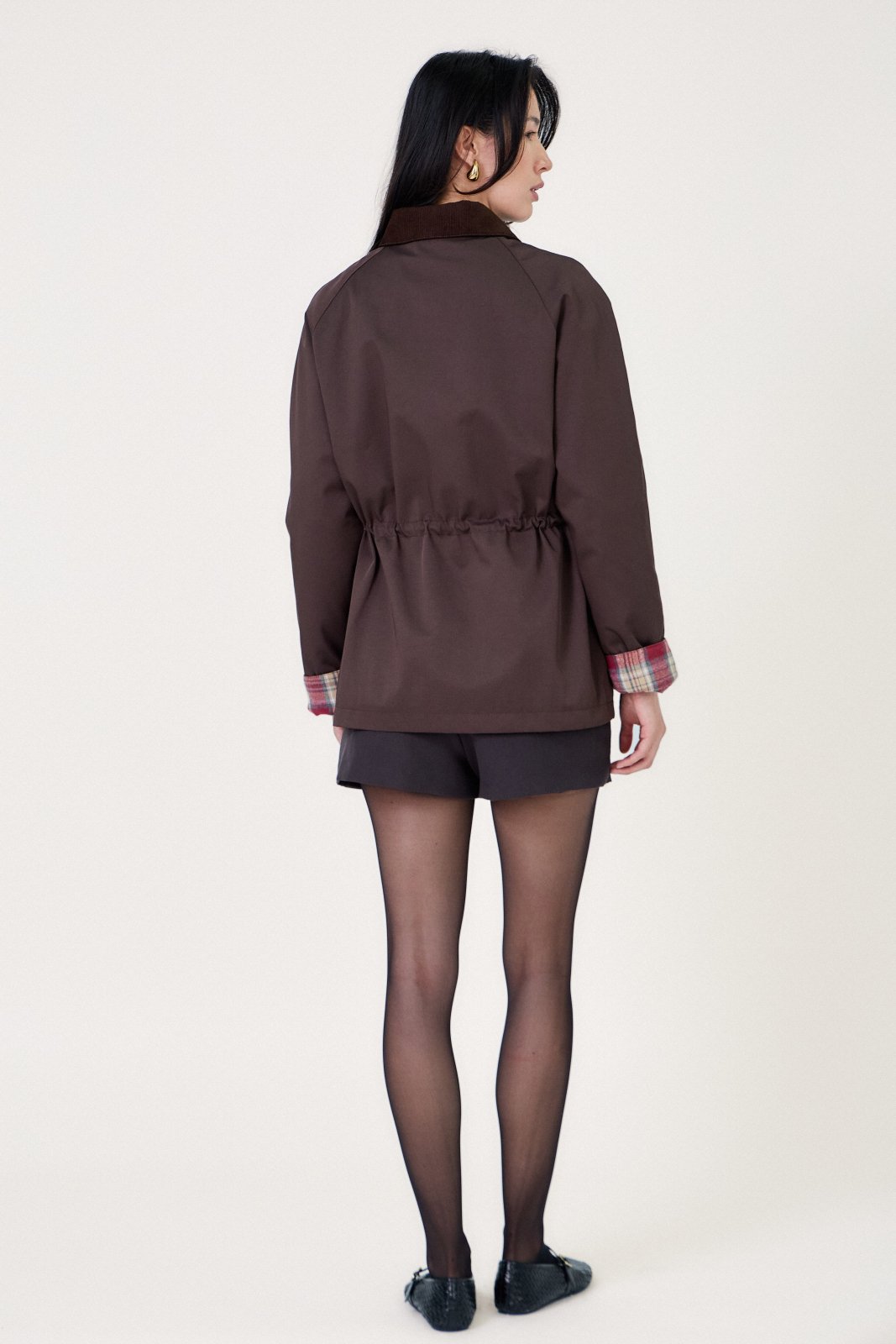 MARLEY veste mi-longue déperlante choco femme - Escandelle Paris (dos)
#couleur_choco
