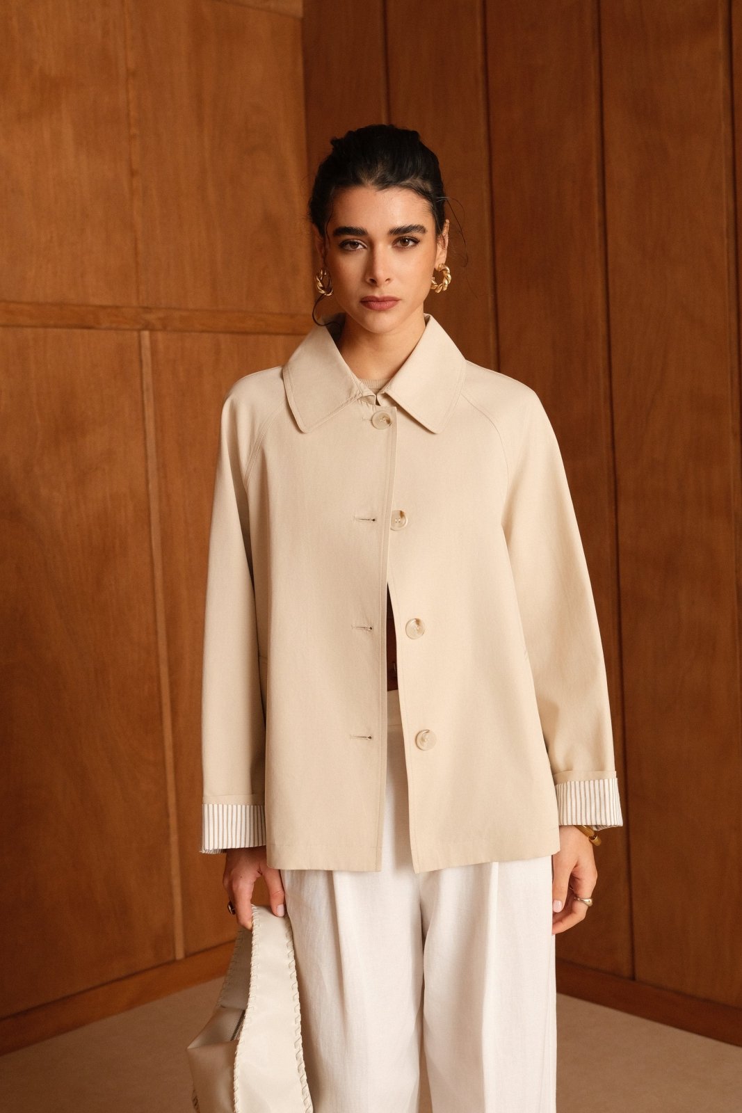 MARVELA - Veste Coton Beige - EscandelleParis