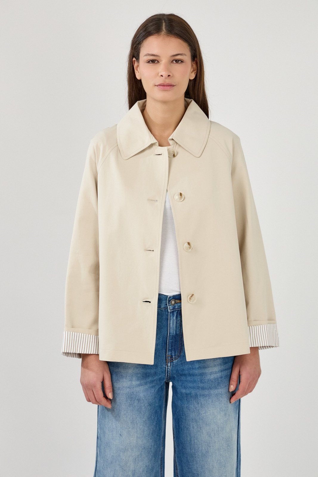 MARVELA - Veste Coton Beige - EscandelleParis