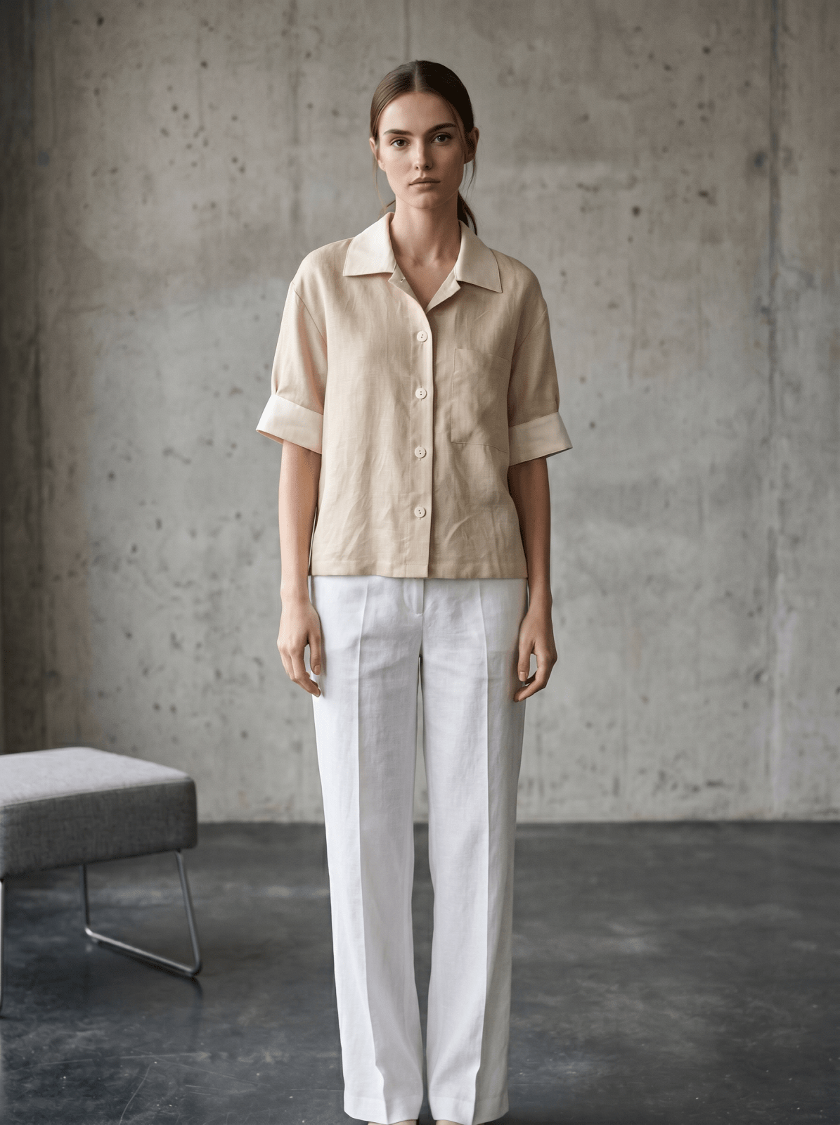 MELANIE - Blouse Beige - EscandelleParis