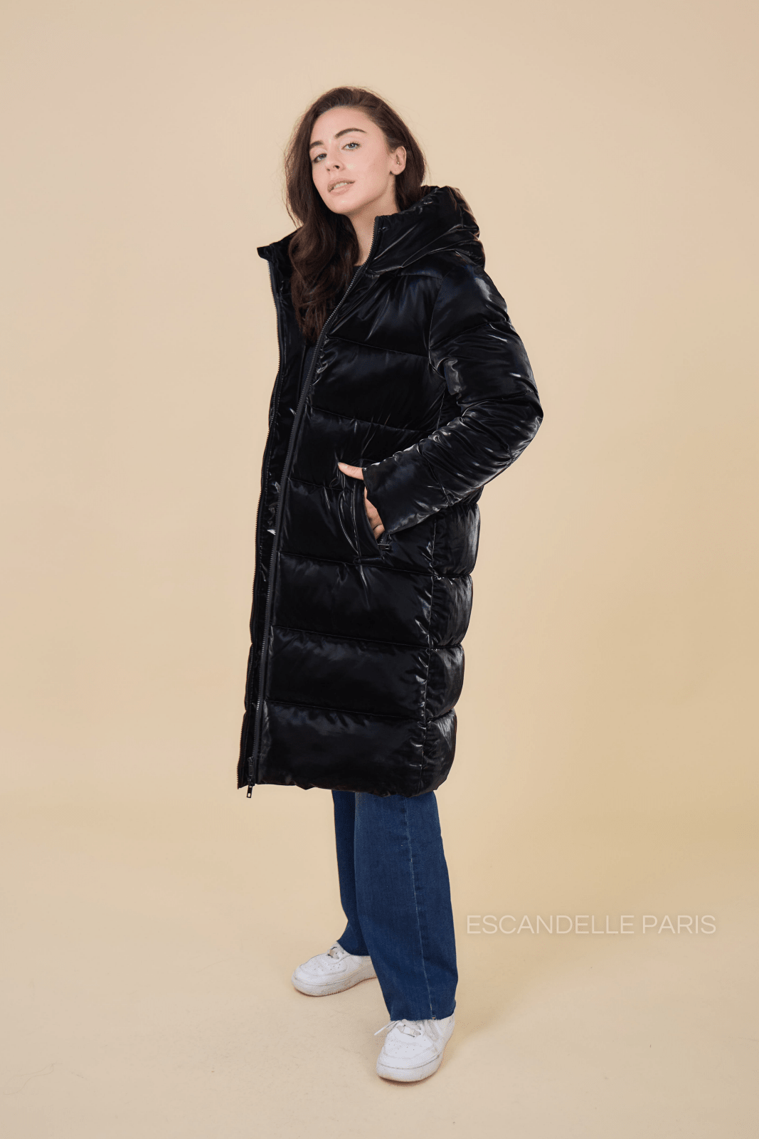 NORTH doudoune longue oversize matelassée noir femme - Escandelle Paris (vue de profil)
#couleur_noir