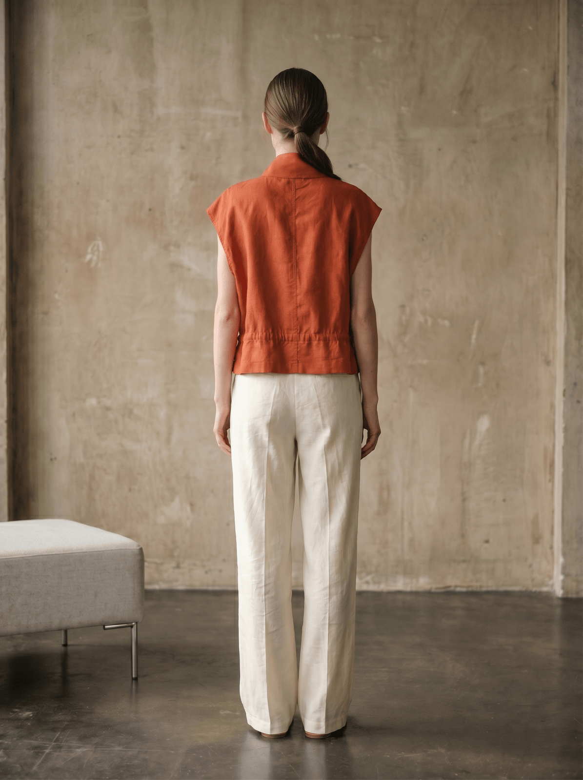 ODILE - Gilet sans manches Brique - EscandelleParis