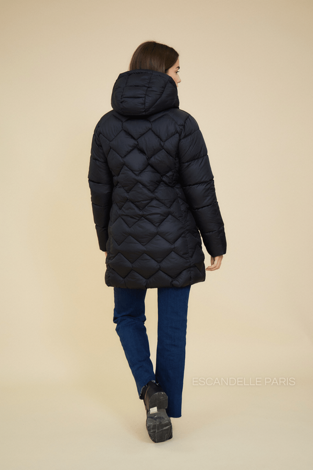 ROMANE doudoune imperméable réversible dorée noir femme - Escandelle Paris (dos)
#couleur_noir