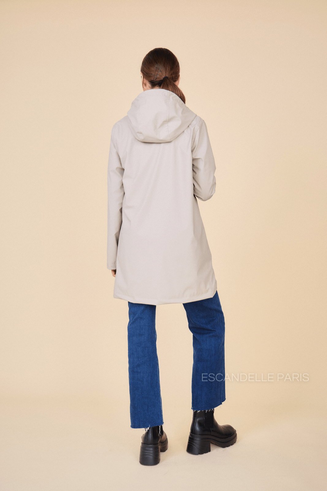 SILOÉ parka mi-longue imperméable polaire beige femme - Escandelle Paris (dos)
#couleur_beige