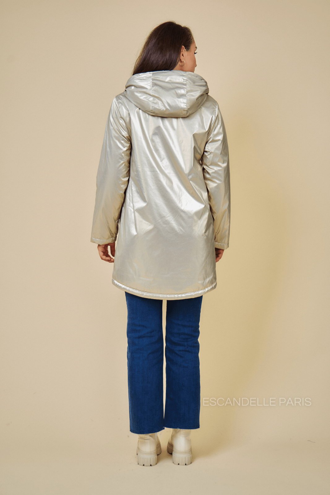 SOL parka mi-longue imperméable fourrée or femme - Escandelle Paris (vue de dos)
#couleur_or