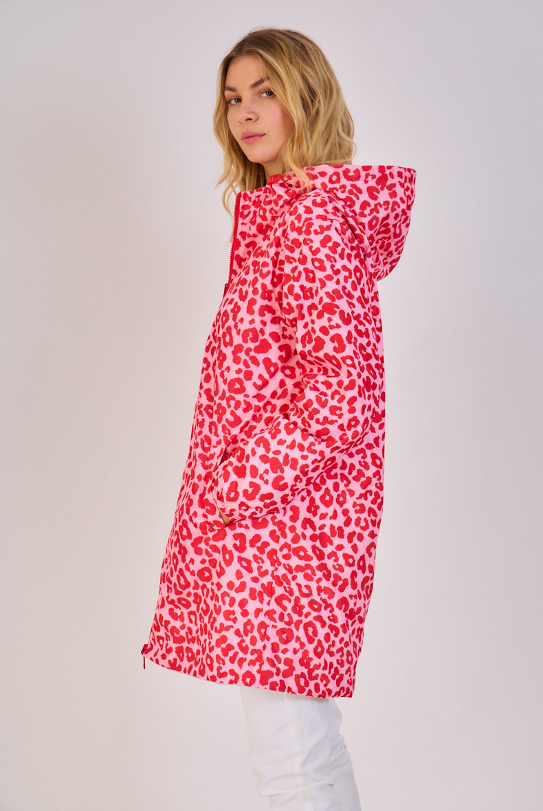 Nouveautés manteaux femme imprimé léopard rose