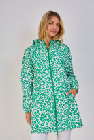 Nouveautés manteaux femme imprimé léopard parka vert