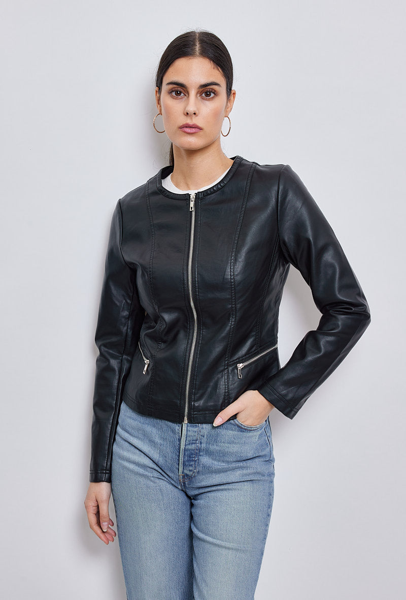 Veste tailleur discount simili cuir femme